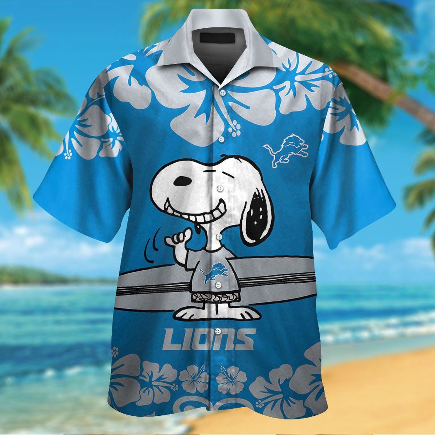 Detroit Lions & Snoopy 3D Button Hawaiian Shirt Gift for Men Dad Father #2 Detroit Lions & Snoopy 3D Button Hawaiian Shirt Gift for Men Dad Father #2