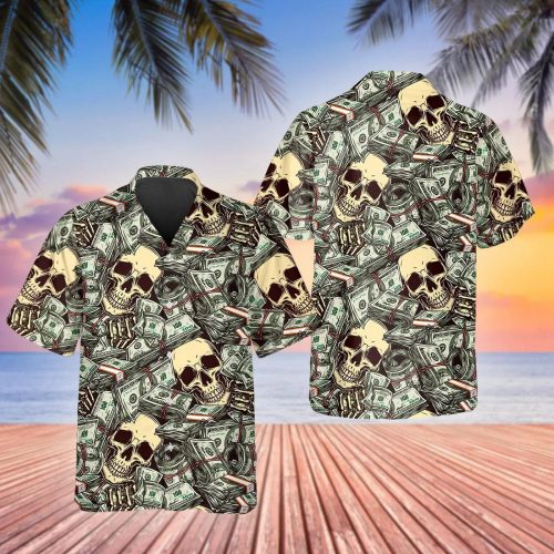 Dollar Skull Hawaiian Shirt Skull Aloha Shirt For Men Women