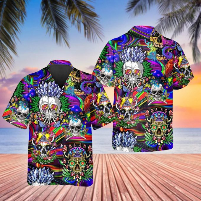 Fancy Rock Skull Hawaiian Shirt Skull & Viking 3D  Clothing Skull Aloha Shirt