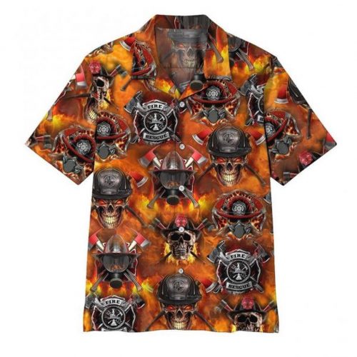 Firefighter Skull Hawaiian Shirt For Men Women Summer Holiday Gift Idea Firefighter Aloha Shirt