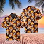 Flaming Skull Pile Hawaiian Shirt Skull & Viking 3D  Clothing Skull Aloha Shirt