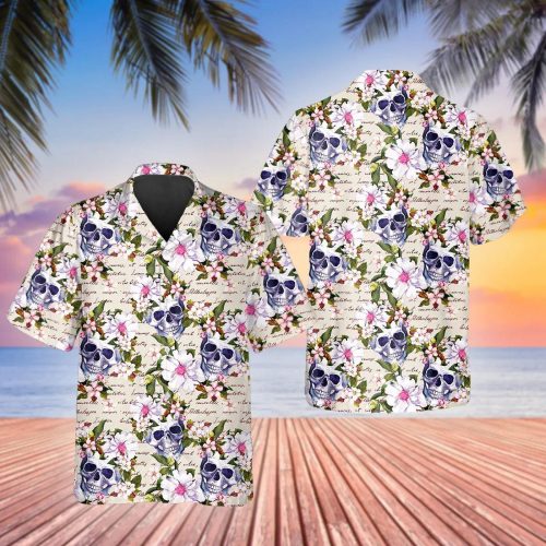 Floral Skull Vintage Hawaiian Shirt Skull & Viking 3D  Clothing Skull Aloha Shirt