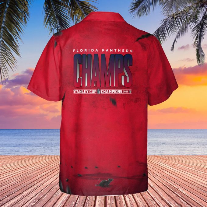 Florida Panthers Champions 2023 On Red Background 3D 3D Button 3D Button Hawaiian Shirt Gift for Men Dad Father Gift for Men Dad Father