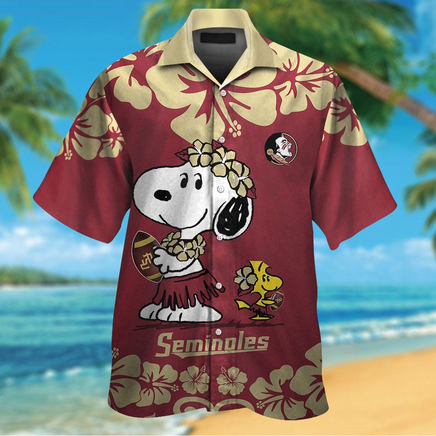 Florida State Seminoles & Snoopy 3D Button Hawaiian Shirt Gift for Men Dad Father Florida State Seminoles & Snoopy 3D Button Hawaiian Shirt Gift for Men Dad Father
