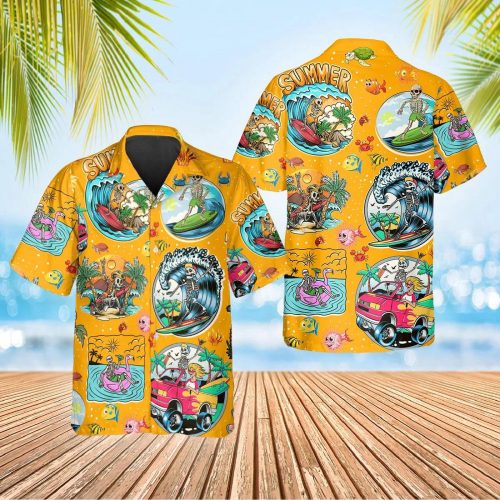 Funny Summer Skull Hawaiian Shirt Skull & Viking 3D  Clothing Skull Aloha Shirt