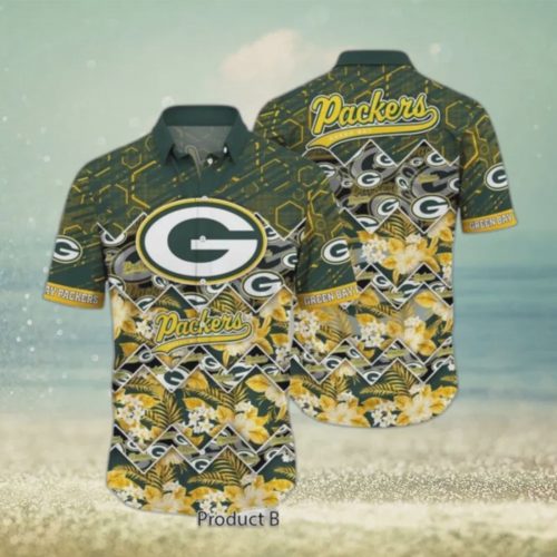 Green Bay Packers NFL Graphic Tropical Pattern 3D Hawaiian Shirt Gift for Men and Women