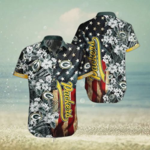 Green Bay Packers NFL Us Flag Flower Hawaiian Shirt Gift for Men and Women