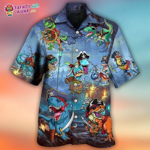 Halloween Pirate Dinosaur Scary Hawaiian Shirt – Trendy Aloha