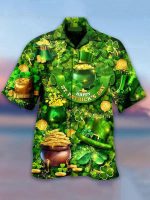 Happy St. Patrick’s Day Hawaiian Shirt – Men’s Casual Happy St. Patrick’s Day Hawaiian Shirt