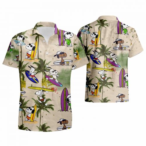Hawaii Shirt Snoopy Surfing 3D Button Hawaiian Shirt Gift for Men Dad Father-ZX10185 2023 summer shirt