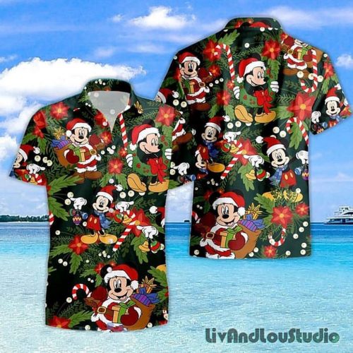 Hawaiian Disney Christmas Shirt: Tropical Festive Mickey Holiday Theme