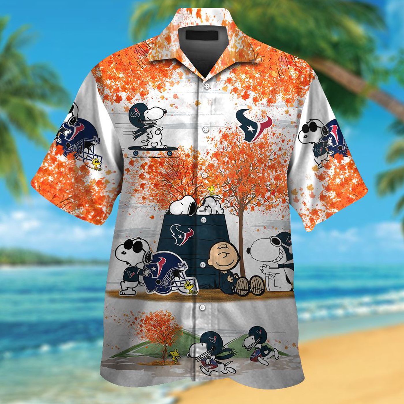 Houston Texans & Snoopy 3D Button Hawaiian Shirt Gift for Men Dad Father Houston Texans & Snoopy 3D Button Hawaiian Shirt Gift for Men Dad Father