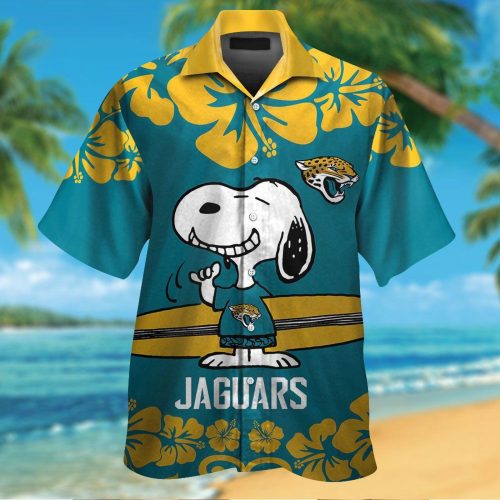 Jacksonville Jaguars & Snoopy 3D Button Hawaiian Shirt Gift for Men Dad Father #3