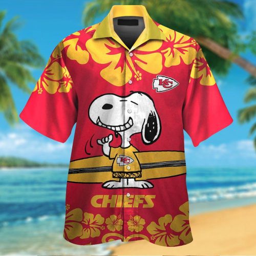 Kansas City Chiefs & Snoopy 3D Button Hawaiian Shirt Gift for Men Dad Father #2