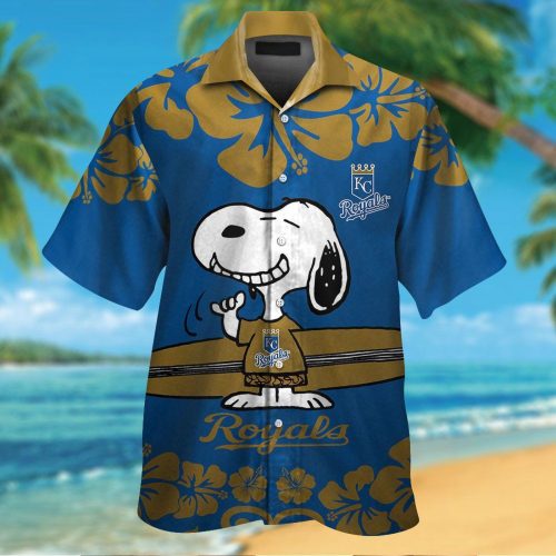 Kansas City Royals & Snoopy 3D Button Hawaiian Shirt Gift for Men Dad Father