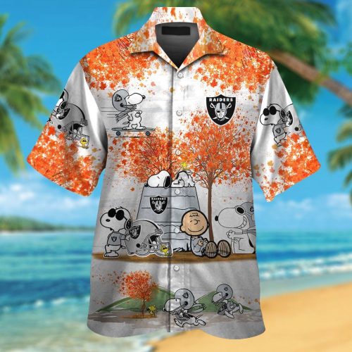 Las Vegas Raiders & Snoopy 3D Button Hawaiian Shirt Gift for Men Dad Father #2