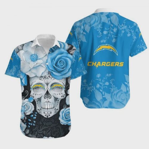 Los Angeles Chargers Skull NFL Hawaiian Shirt Gift for Men and Women