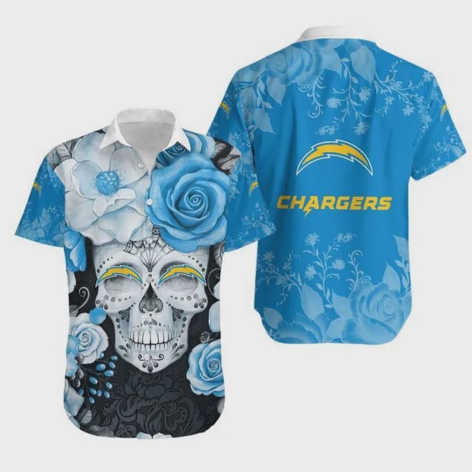 Los Angeles Chargers Skull NFL Hawaiian Shirt Gift for Men and Women