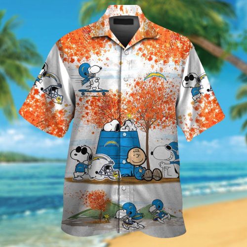 Los Angeles Chargers & Snoopy 3D Button Hawaiian Shirt Gift for Men Dad Father #3