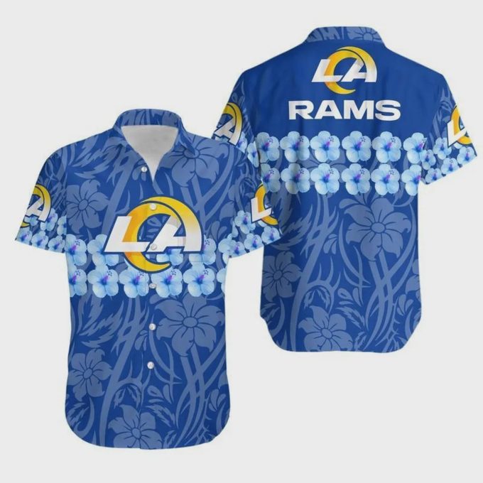Los Angeles Rams NFL Flower And Logo Hawaiian Shirt Gift for Men and Women