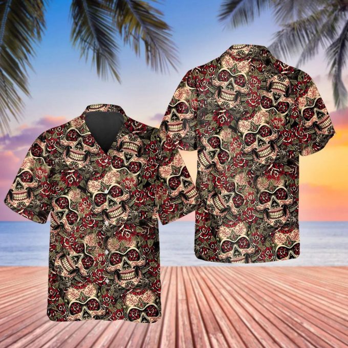 Mandala Pattern Skull Hawaiian Shirt Skull & Viking 3D  Clothing Skull Aloha Shirt