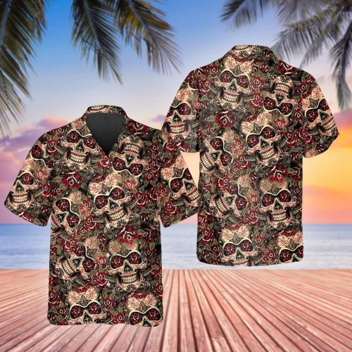 Mandala Pattern Skull Hawaiian Shirt Skull & Viking 3D  Clothing Skull Aloha Shirt