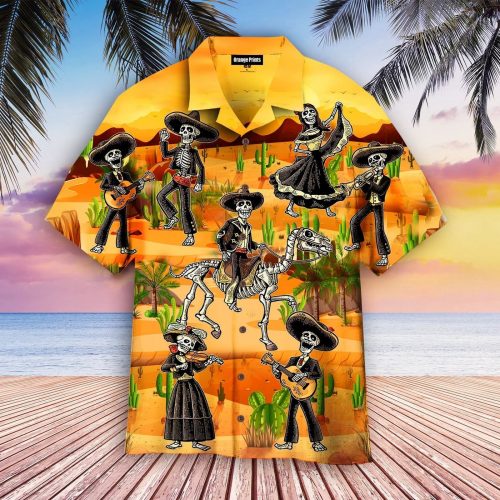 Mexican Skull Dancing In The Desert Hawaiian Shirt Aloha Summer Gift For Men Women