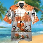 Miami Hurricanes Autumn Tree The Peanuts Snoopy 3D Button Hawaiian Shirt Gift for Men Dad Father JR