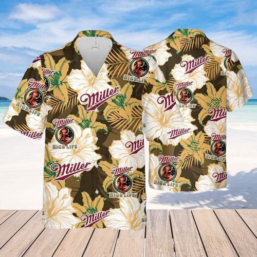 Miller High Life Hawaiian Shirt: Floral Pattern Beer Lover Gift for Summer Vacation
