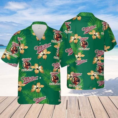 Miller High Life Hawaiian Shirt: Hibiscus Flower Beach Lover Gift