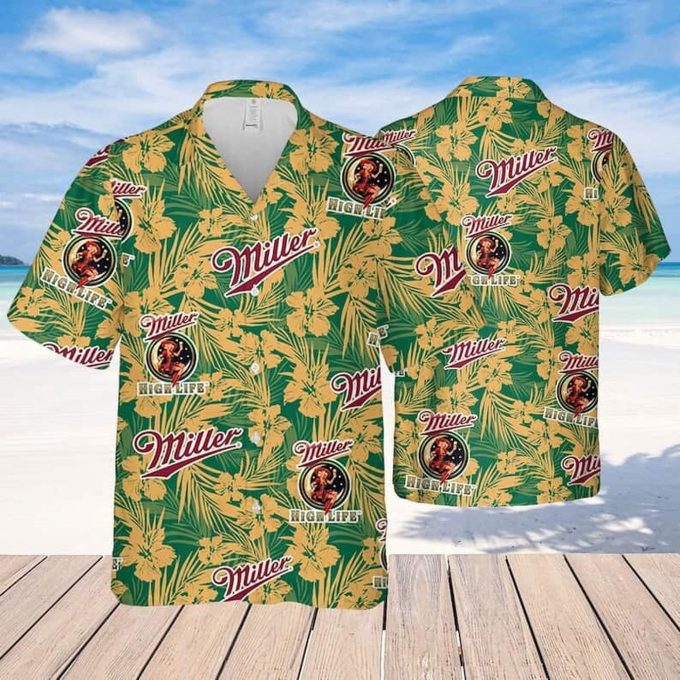 Miller High Life Hawaiian Shirt: Tropical Flower Pattern Gift for Beer Lovers