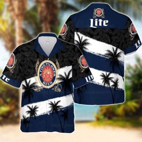 Miller Lite Beer Hawaiian Shirt - Best Beach Gift with Coconut Tree Design