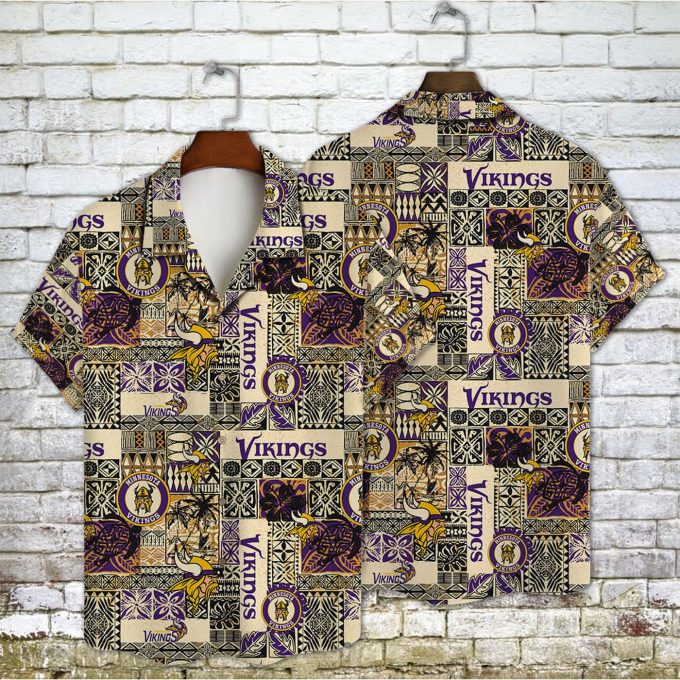 Minnesota Vikings 2023 AOP 3D Button 3D Button Hawaiian Shirt Gift for Men Dad Father Gift for Men Dad Father V19
