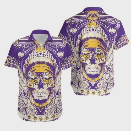 Minnesota Vikings Skull NFL Aloha Pattern Hawaiian Shirt Gift for Men and Women
