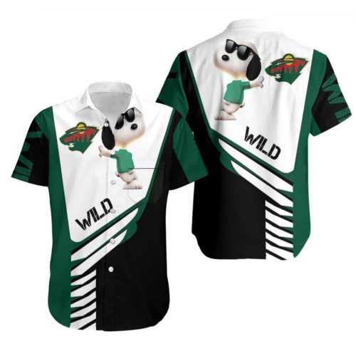 Minnesota Wild Snoopy For Lover Hoodie 3D Button Hawaiian Shirt Gift for Men Dad Father