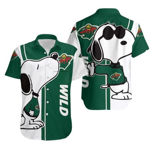 Minnesota Wild Snoopy Lover All-over Print 3D Button Hawaiian Shirt Gift for Men Dad Father