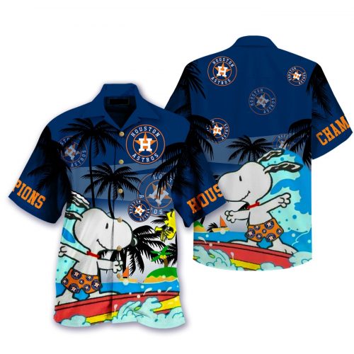 MLB 2023 Houston Astros (Snoopy) 3D Button Hawaiian Shirt Gift for Men Dad Father