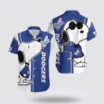 MLB Los Angeles Dodgers 3D Button Hawaiian Shirt Gift for Men Dad Father Snoopy Lover 3D Printed Combo Beach For Fan MLB