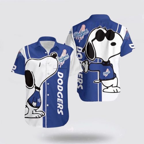 MLB Los Angeles Dodgers 3D Button Hawaiian Shirt Gift for Men Dad Father Snoopy Lover 3D Printed Combo Beach For Fan MLB
