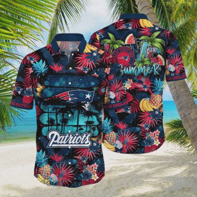 New England Patriots NFL Flower Art Hawaiian Shirt Gift for Men and Women