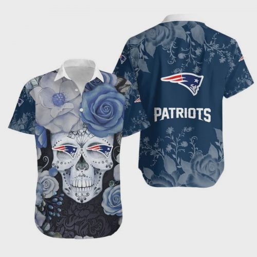 New England Patriots Skull NFL Art Hawaiian Shirt Gift for Men and Women