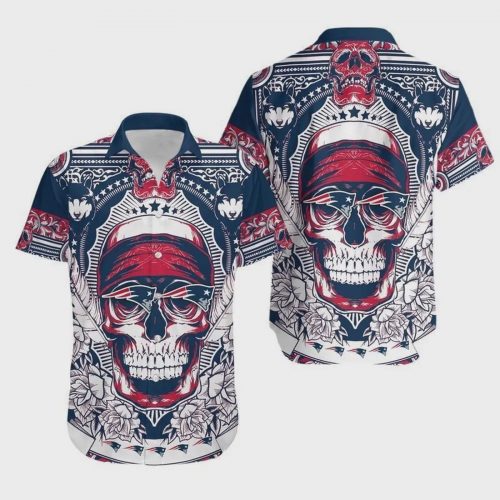 New England Patriots Skull NFL Retro Hawaiian Shirt Gift for Men and Women