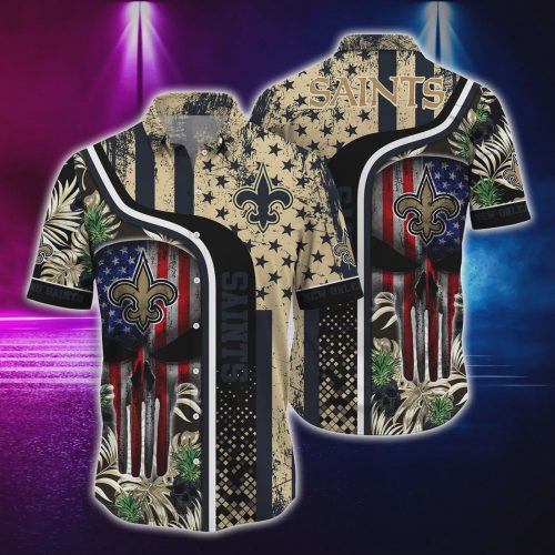 New Orleans Saints NFL Skull Tropical Hawaiian Shirt Gift for Men and Women