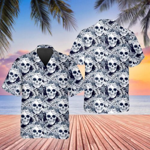 Ocean Vibe Floral Skull Hawaiian Shirt Skull & Viking 3D  Clothing Skull Aloha Shirt