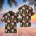 Orange Floral Skull Hawaiian Shirt Skull & Viking 3D  Clothing Skull Hawaiian Shirt