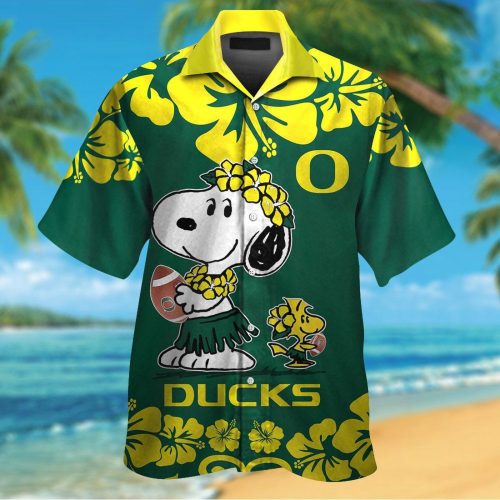 Oregon Ducks & Snoopy 3D Button Hawaiian Shirt Gift for Men Dad Father #3