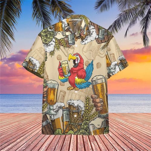 Vibrant Parrot and Beer Hawaiian Shirt for a Stylish Summer - Shop Now!