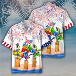 Parrot Trendy Hawaiian Shirts Independence Day Is Coming, Usa Patriotic Trendy Hawaiian Shirt
