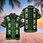 Pattern Green Color Skull Hawaiian Shirt Skull & Viking 3D Clothing Pattern Green Color Skull Hawaiian Shirt Skull & Viking 3D Clothing