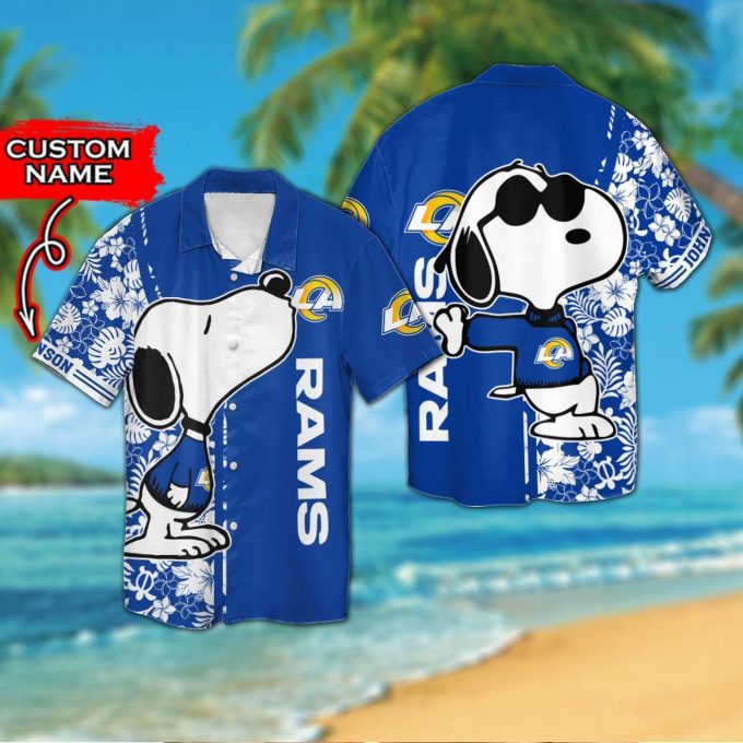 Personalized Los Angeles Rams & Snoopy 3D Button Hawaiian Shirt Gift for Men Dad Father
